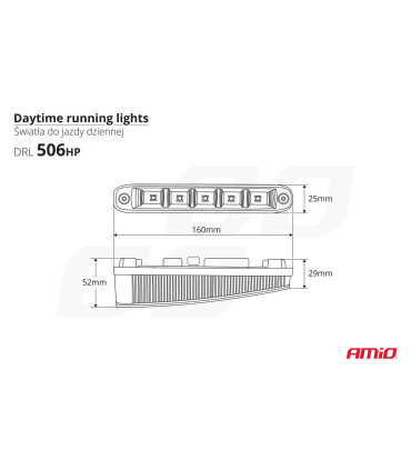 Denné svetlá šikmé s LED, NSSC 506HP, homolog. RL,12V (16cm)